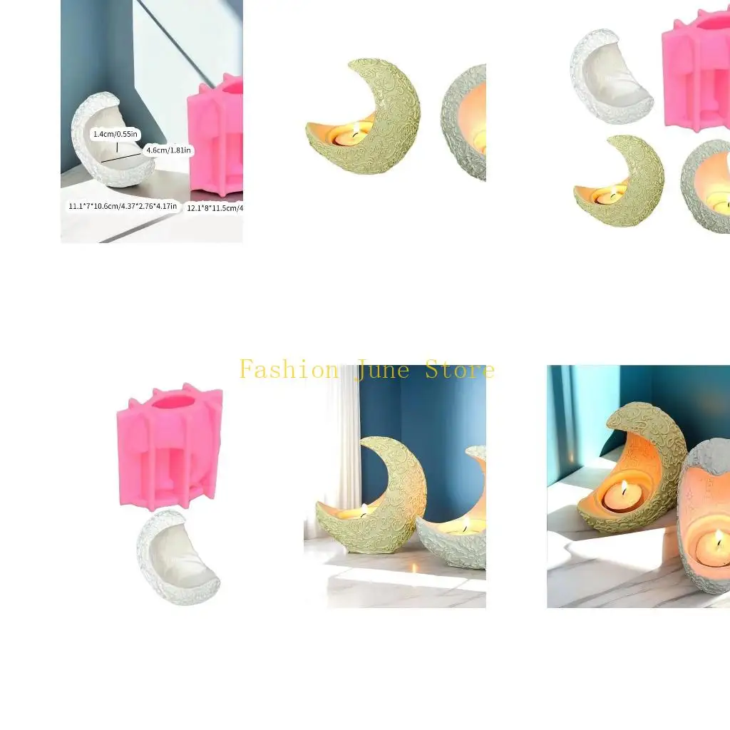 

N5KA Moon Holder Mold Candlesticks Ornament Silicone Mold Concrete Plasters Mold