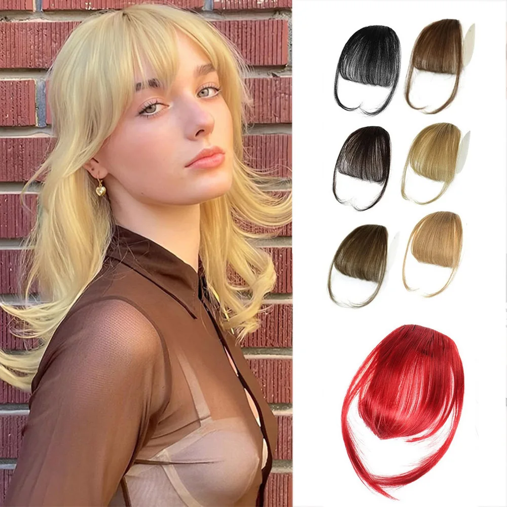 Thin See Through Air Bangs Clip In Hair Extensions Synthetic Fringe with Sideburns Natural Bang Hairpieces Daily Party Use