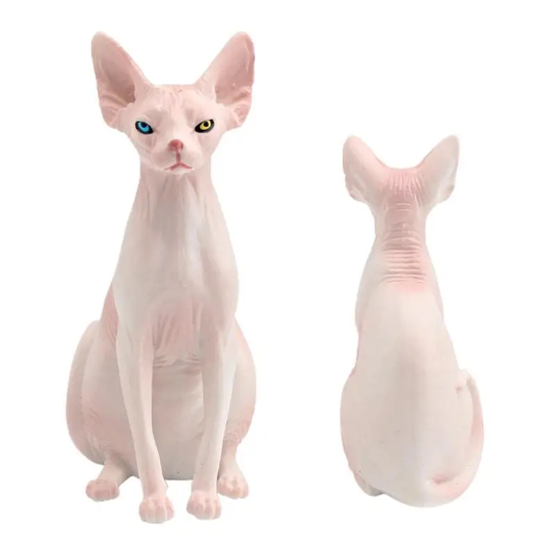 Mini Sphinx Cat Figure Miniature Hairless Cat Model Sphynx Statue 3.74*3.54*1.57in Vivid Sphinx Cat Animal Figure For Home