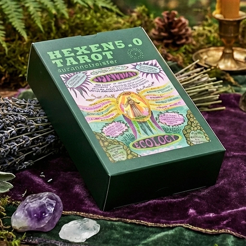 Baraja de Tarot HEXEN 5.0, 78 Cartas de Tarot Basadas en Arte Alquímico, Espiritualidad Tecnológica y Crisis Climática, Doble Relieve, 12*7cm
