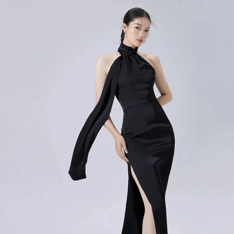 

Ele Slimming Women's Evening Gown with Sa High Waist Long Skirt Ele Godd Sle Luxury mat Design