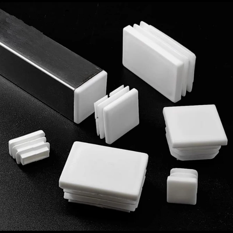Plastic White pipe plug Square/Rectangle Furniture Feet End Blanking Insert Pads Chair Leg Tube Tip Caps Plugs Floor Protector image 3