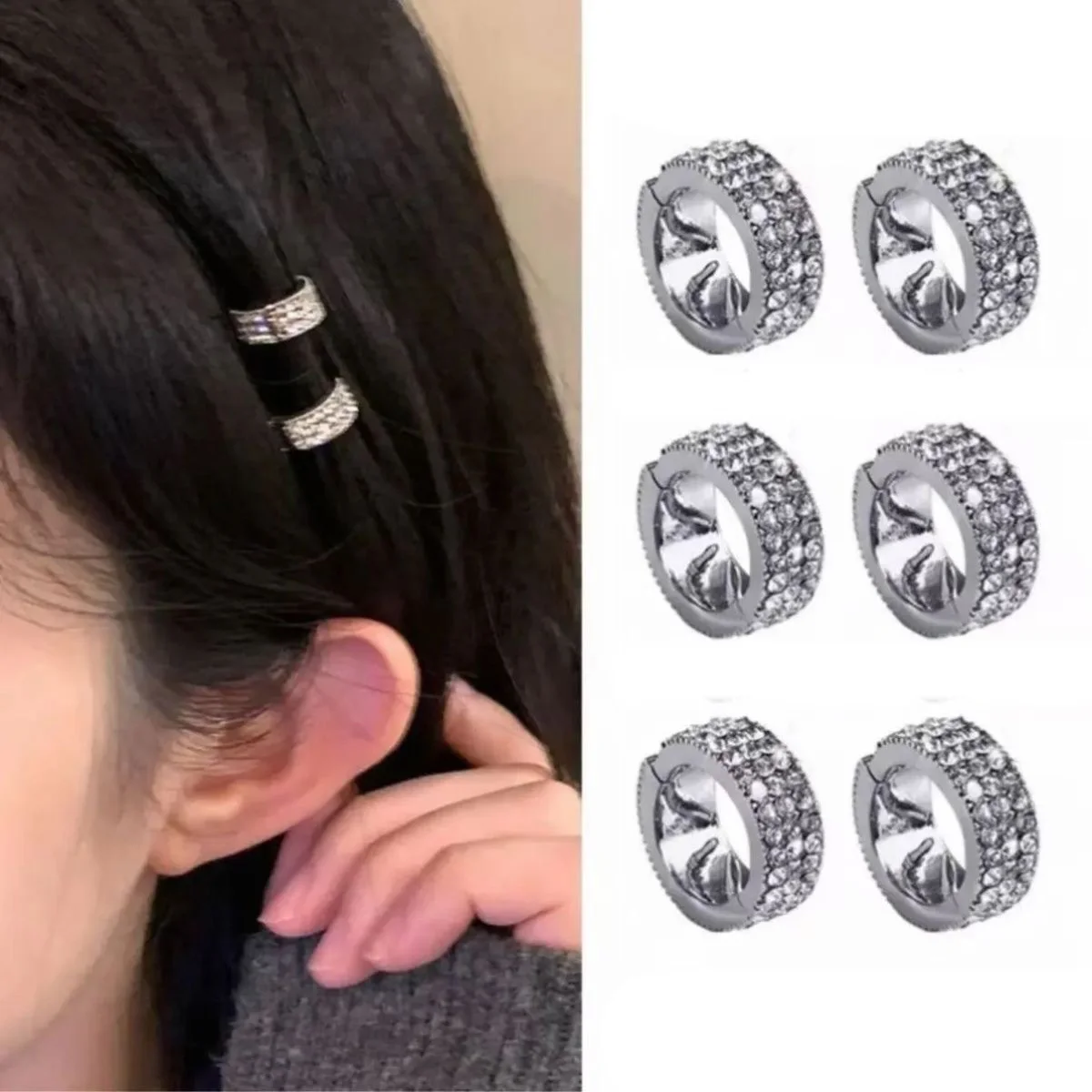 Crystals Metal Mini Circular Hair Clip Holder Forehead-side Claw Clip Fashion Headwear Ornament Jewelry Accessories 6pcs lot