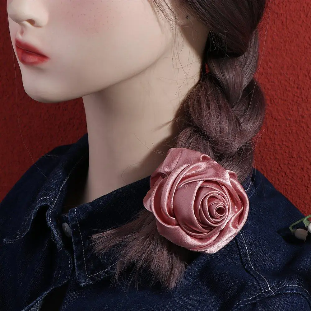 Rope Scrunchies Girl Hair Band Flower Cloth Women Hair Accessories Rose Hair Rope Silk Satin Hair Tie Korean Style Headwear