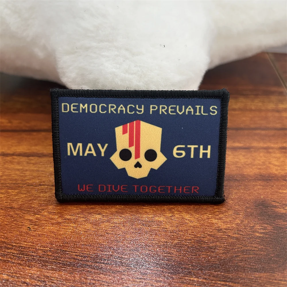 Democracy Prevails morale badge we divide together printed tactical patch military hook and loop outdoor backpack sticker