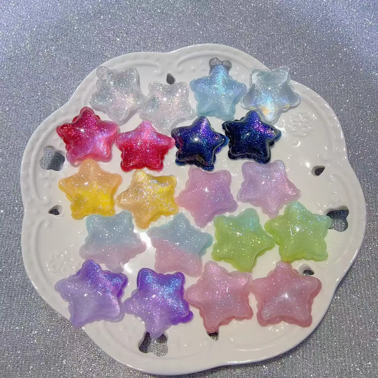 100PCS Sparkling Star Love Heart Gradient Night Light Resin DIY Handmade Materials Crafts Home Decoration Accessories Gradient