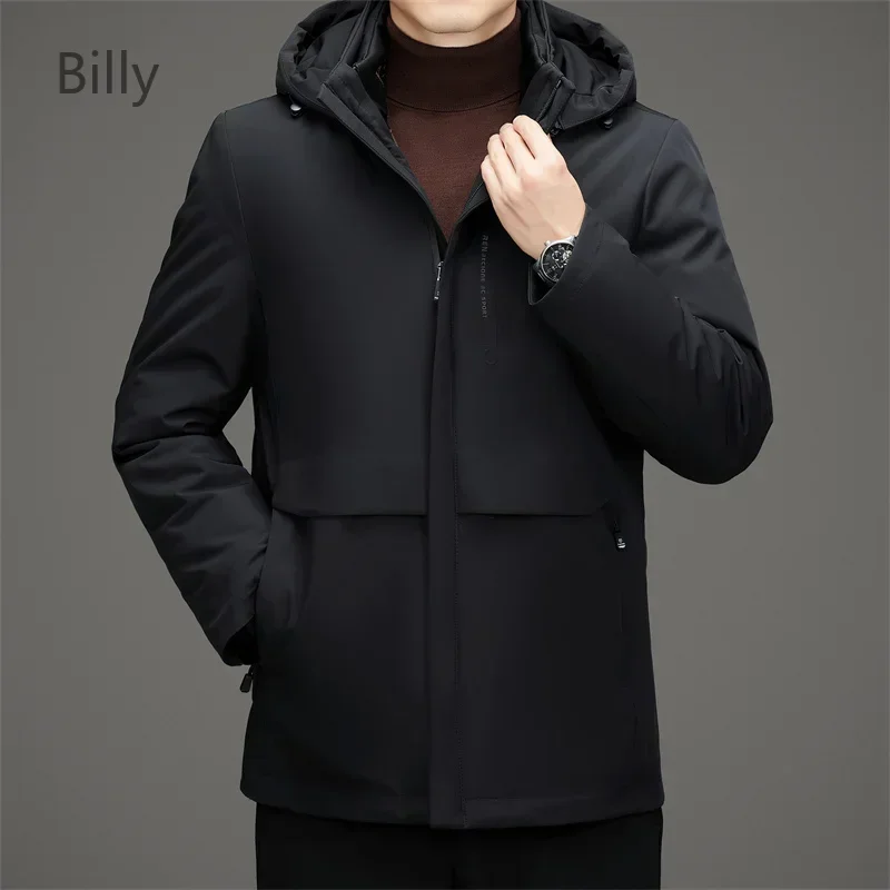 Men's Winter Down Jacket 80 Grey Duck Down Padding Removable Hat and Liner Mens Jacket Designer Luxury Clothing Men Coat