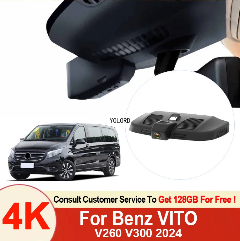 

4K Dash Cam Front 2160P WiFi 24Hrs Packing Car DVR for Mercedes Benz V Class VITO 2.0T V300 V260 2024