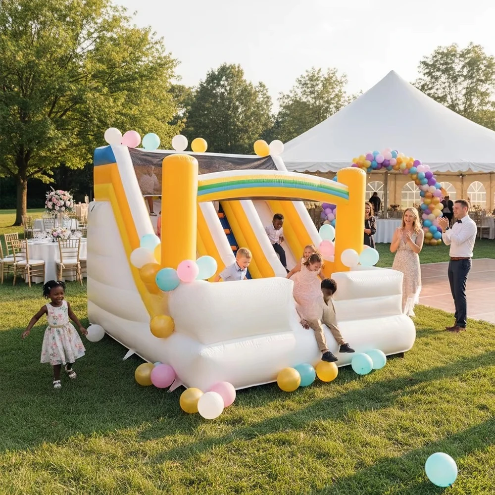 

Надувной батут-горка «Радуга» из ПВХ, 4х4 м, для коммерческого использования, для аренды на мероприятиях, детский игровой комплекс