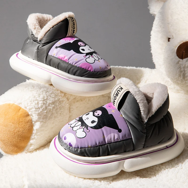 Sanrio Kulomi cute children's warm home women's shoes Melody cartoon winter plush thick-soled all-inclusive cotton slippers