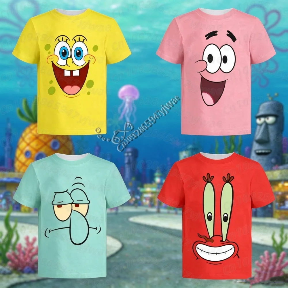 2026 Men Cartoon Squidward Tentacles Patrick Star Big Face Allover Print Adult T-Shirt Family Quick-Dry Soft Women Men T-Shirt