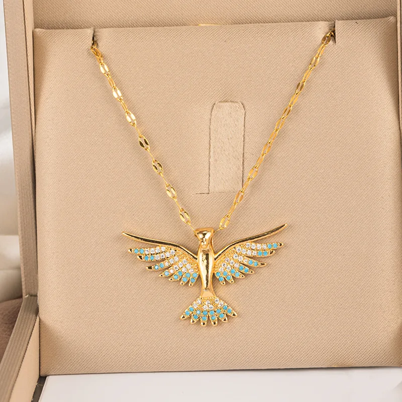 New Design Vintage Alloy Adjustable Rhinestones Eagle Pendant Clavicle Chain Woman Necklaces Jewelry Choker Gift Party