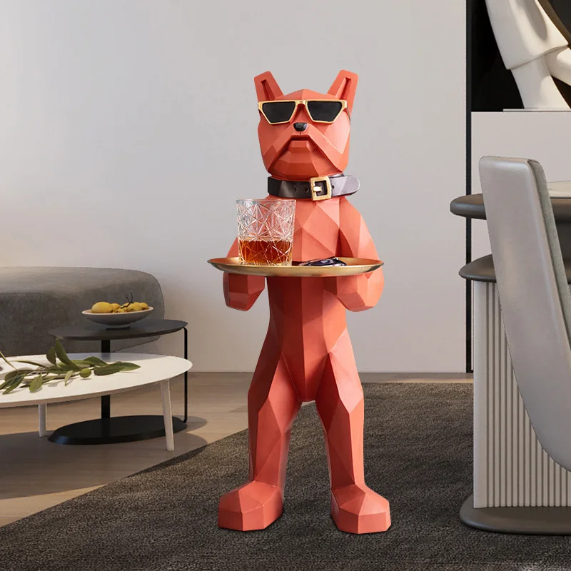 Senior Large Geometric Fighting Dog Floor Storage Ornament Home Decoration For Living Room Hotel Clubhouse Housewarming Gift