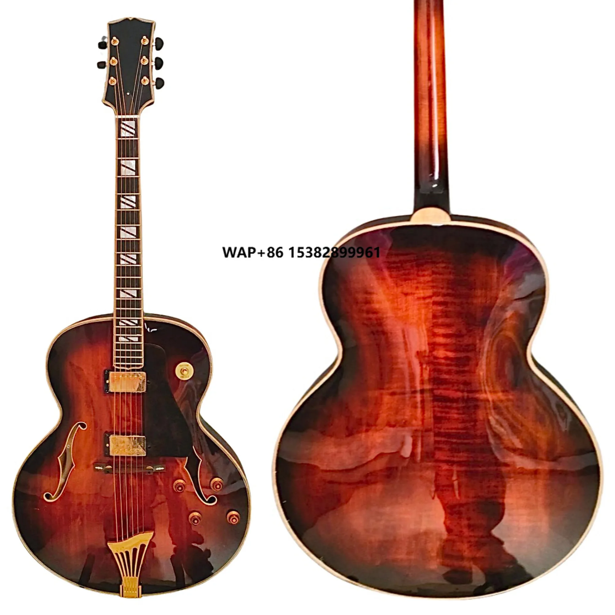 Yunzhi Archtop Hollow Body Maple Jazz Guitar Carved Solid MapleHandcrafted  Jazz Guitar Instruments Musical