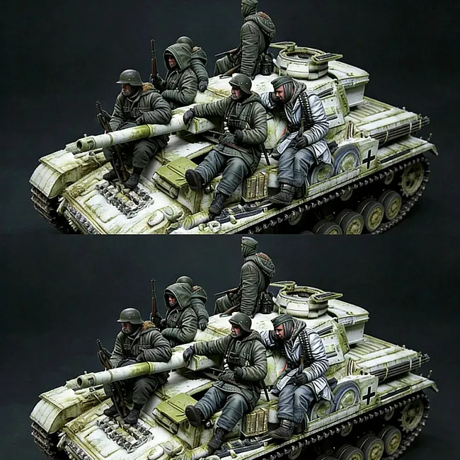 

1/35 European Soldier (6 people excluding tanks) Resin Soldier Colorless Self Assembled A-2286