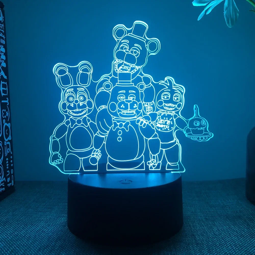 Bear Freddy 3D Acrylic Night Light with Remote Control 16 Colors Transform Bedroom Decoration Kids Game Fans Xmas Halloween Gift