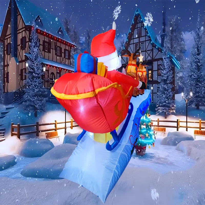3.6 متر/12FT عيد الميلاد زخرفة نفخ الغزلان سحب زلاجة المدمج في أضواء LED حفلة عيد الميلاد داخلي في الهواء الطلق حديقة الدعائم الديكور