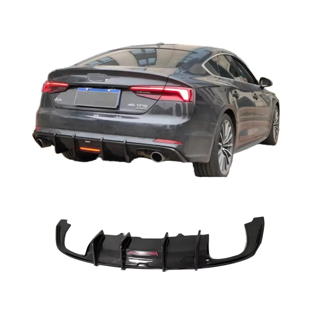 

Factory Price A5 S5 Carbon Fiber Rear Diffuser with Led for A5 S5 B9 2017 2018 2019 2020 High Quality Bumper Diffuser