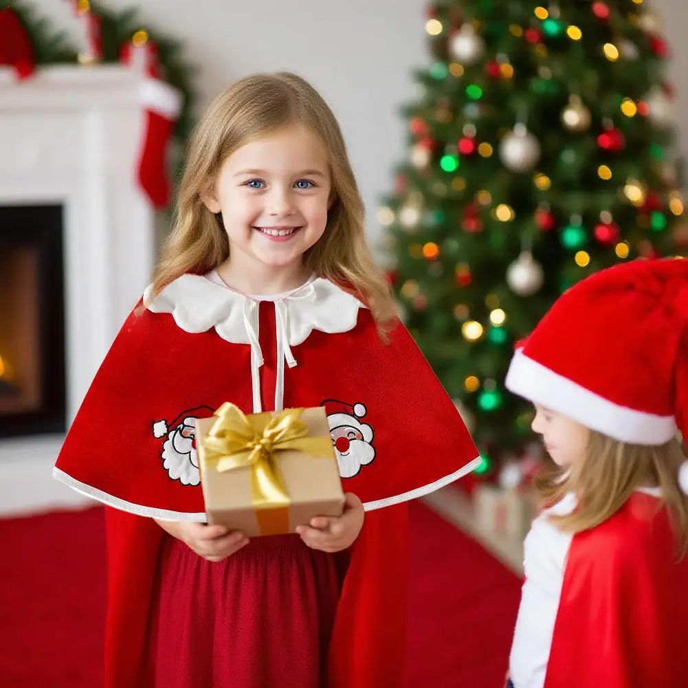 

Christmas Baby Children's Clothing Cute Cloak Jacket Boys Cartoon Santa Claus Pattern Hooded Cloak Girls Autumn Outwear