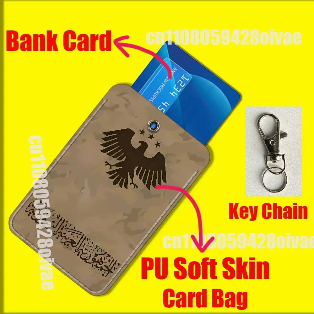 Syrian Arab Republic Syria Logo Card Holder Cover For ID Clips Credit Bank Campus Sleeves Storage Bag PU Leather Keychain view 4