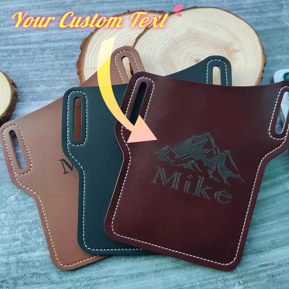 

Customized Personalized Leather Mobile Phone Fanny Pack Retro Style Belt Clip Creative Fashion Classic Mobile Phone Storage Bag