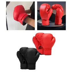 2 Pair Boxing Gloves Exercise Hand Guard for Adults Kids Punching Bag Gloves Red Black PU Leather Boxing Gloves for Adults Kids
