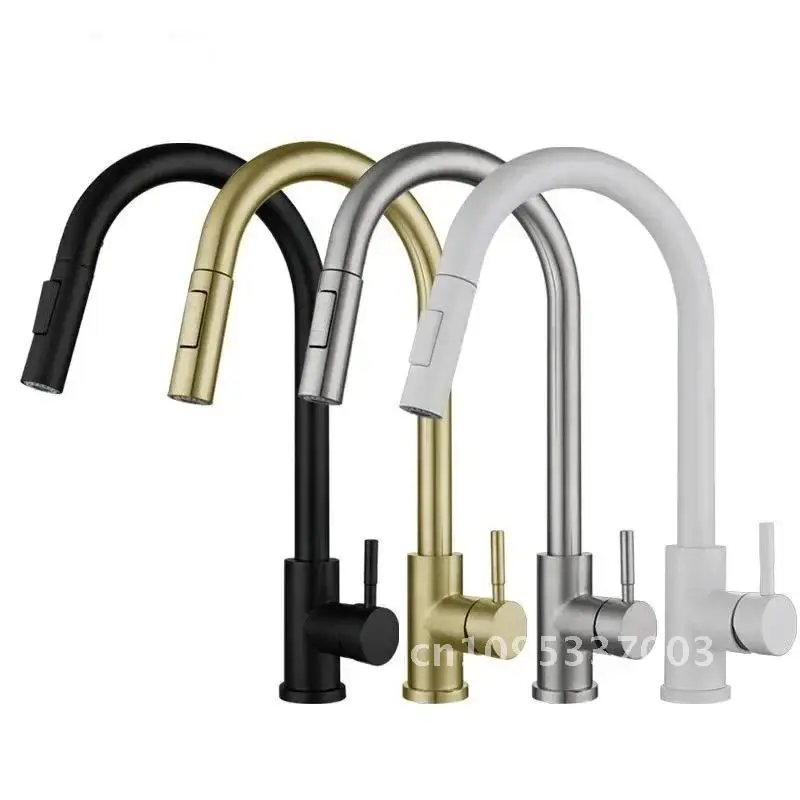 Black Kitchen Faucet Two Function Single Handle Pull Taps Mixer and Out Mounted Water Cold Deck Hot