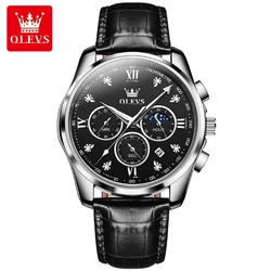 OLEVS Men's Watches Original Top Brand Quartz Watch Waterproof Sport Multifunction Wristwatch Moon Phase Fashion Watches for Men