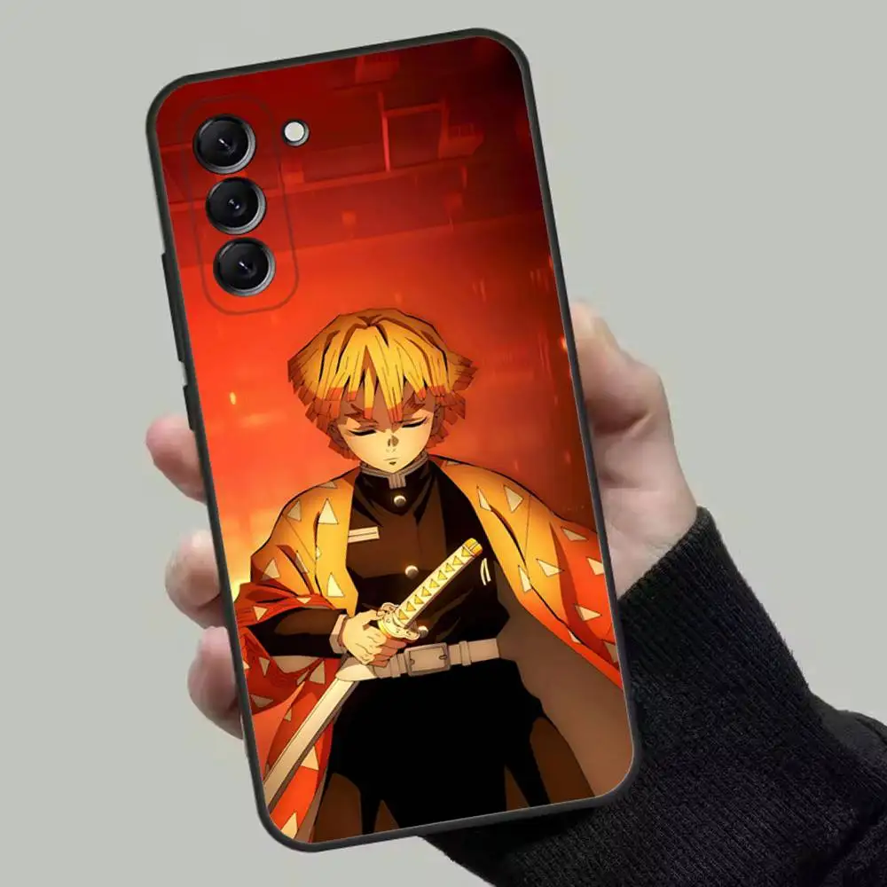 Agatsuma Zenitsu Anime coque de téléphone pour Samsung Galaxy A73, 72,51,53,52,71,22,5G, Note, J7,8,9 couverture noire souple