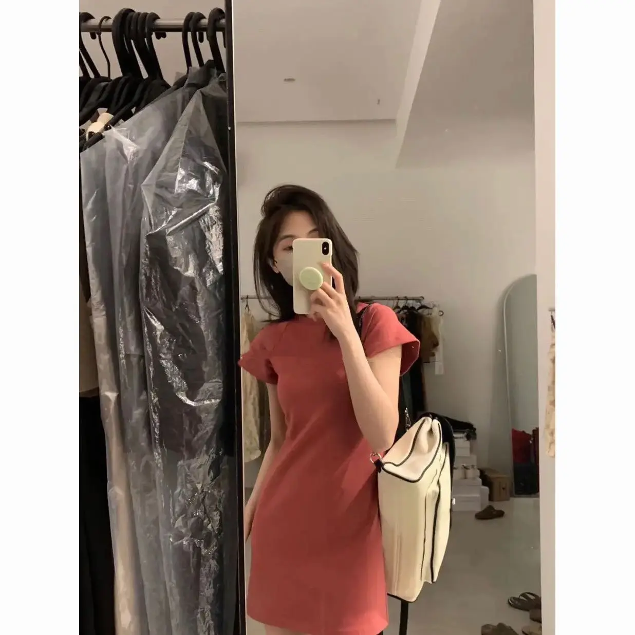 

Women's Short Dress French Style O-neck Short Sleeve Bodycon Dresses Summer Slim Fit Mini Dress for Petite Casual Daily Outfit