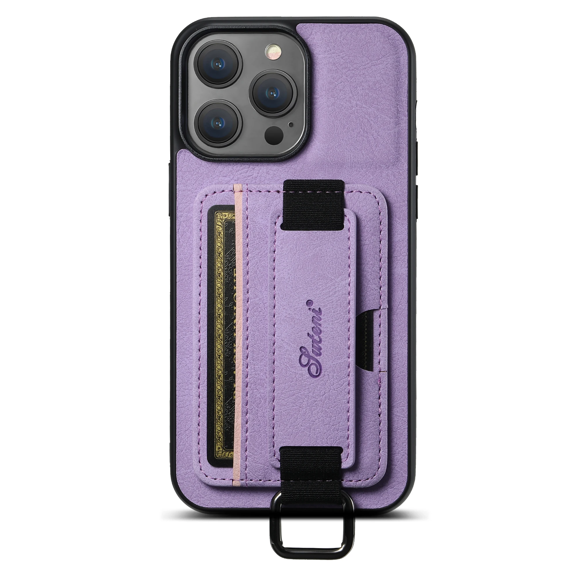 SUTENI Lychee-Haut-Print Handgelenkband Karten-Handyhülle Kartenhalter für iPhone 17 Pro Max 16 Plus 15 14 13 12 11 XR XS – Detail 28
