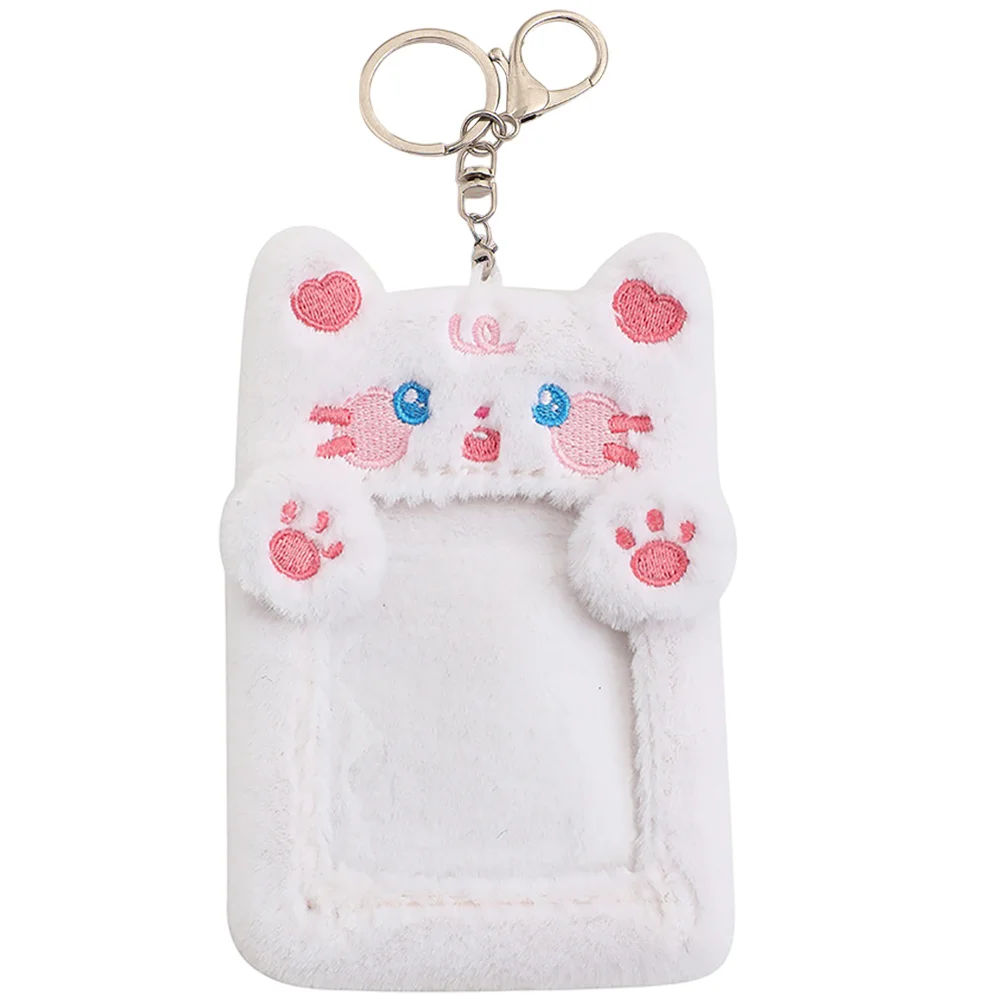 Decorate Plush Animal Card Holder Keychain Badge Id Holders Pet Visible Light Brown Sleeves Man