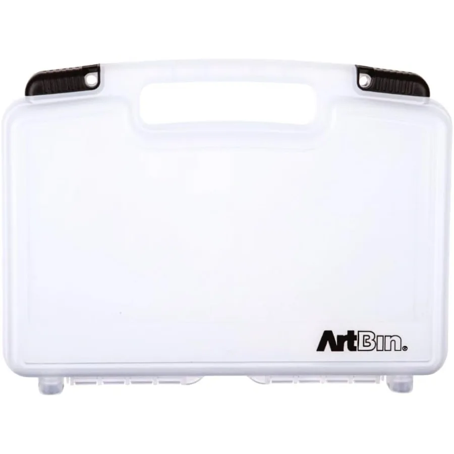 6977AB 12 inch Quick View Deep Base Carrying Case Portable Art Craft Organizer with Handle for Artists and Crafters Transparent