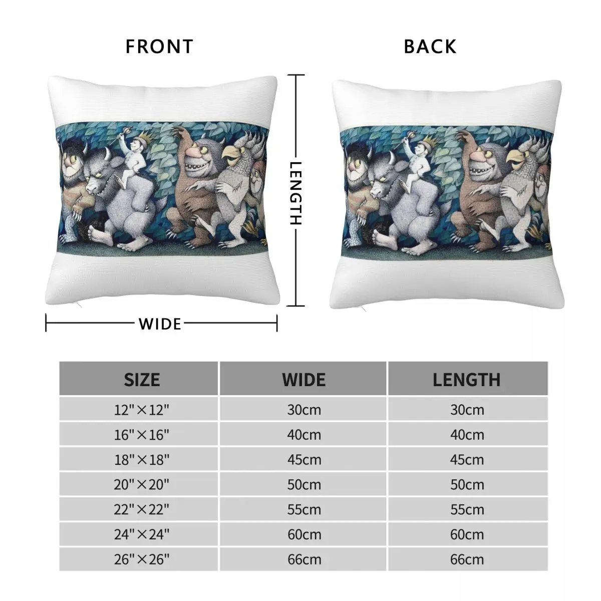 Where The Wild Things Are Rumpus Square Pillowcase Polyester Linen Velvet Creative Zip Pillow Case Sofa Seater Cushion Cover