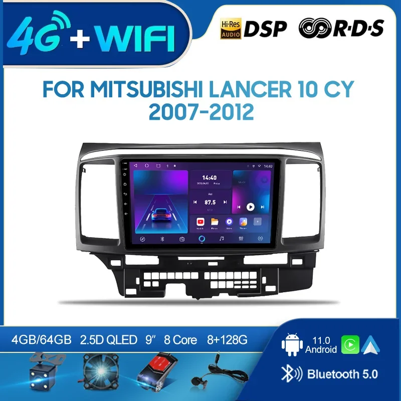 Android 12 For Mitsubishi Lancer 10 CY 2007-2012 2din.0Car Radio Multimedia Video Player GPS Navigation 4G Carplay head unit