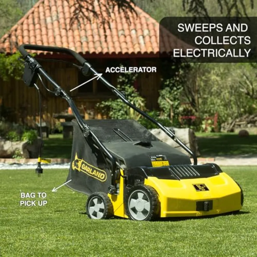 Artificial Turf Sweeper by Roll Comb, Corded Electric Turf Comb for Synthetic Grass, 16 Working Width, 40L Leaf Collector, 1, 6