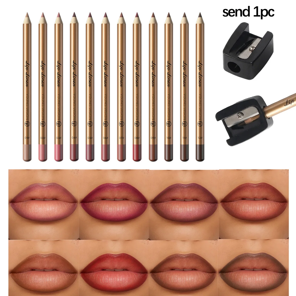Waterproof Matte Lip Liner and Lipstick Pen Set Long-Lasting Non-Fading Smudge-Proof Lip Pencil for Precise Application