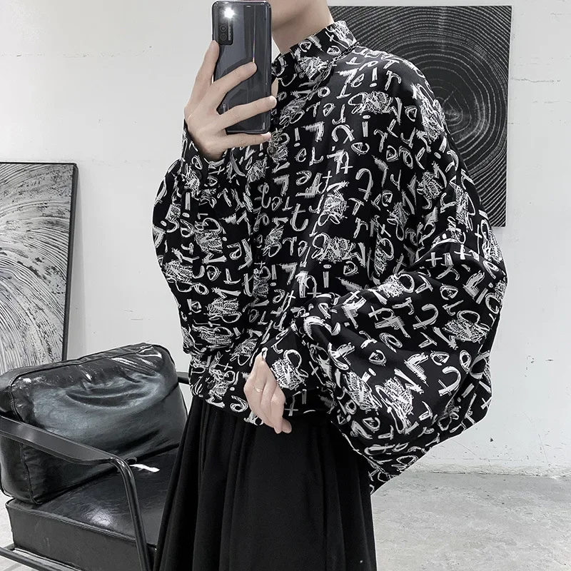 New Letter Printed Shirts For Men Spring Summer Fashion Casual Loose Men's Shirt Japanese Streetwear Men Clothing Y2k