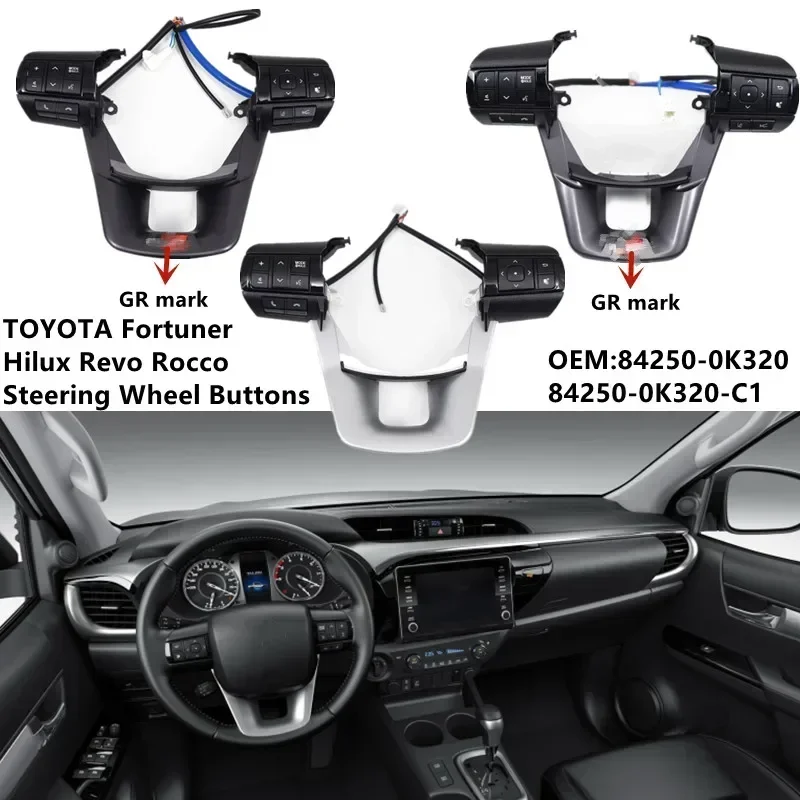 Car steering wheel button control volume sound switch For Toyota Hilux Revo Rocco Fortuner 2015-2020 84250-0K320 84250-0K320-C1