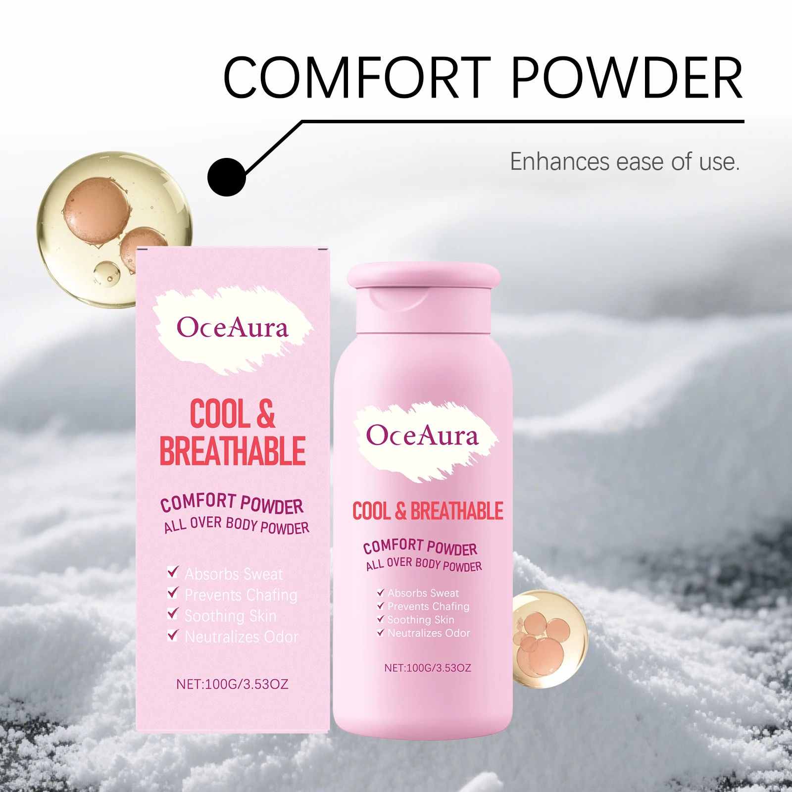 Body Powder Remove Odor Sweat Moisturize And Refresh Apply Sweat-Absorbing Talcum Powder All Over The Inner Thighs Skin Soothing