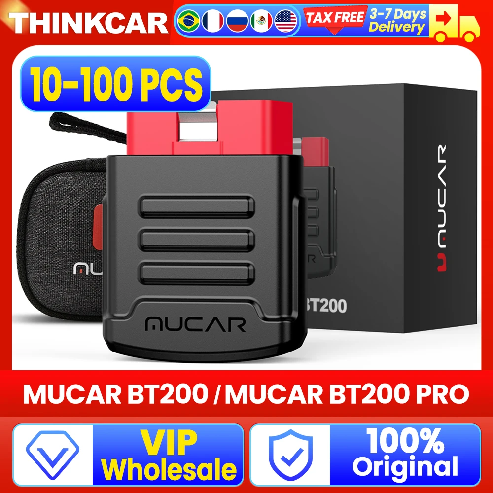 VIP Wholesale Price 10 -100 PCS MUCAR BT200 BT200 PRO Auto Car Diagnostic Tools OBD2 Bluetooth Scanner Code Reader Old Version