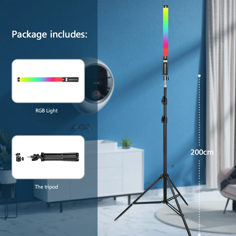 Rgb Light Stick Staf Met Statief Tripod Party Kleurrijke Led Lamp Vul Licht Handheld Flits Speedlight Fotografie Verlichting Video