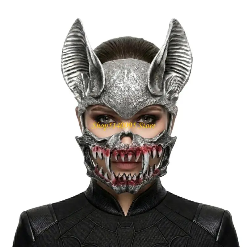 DXAE Masked Ball Bat Face Accessory for Adults, Plastic Halloween Costume Mask with Dramatic Ears and Creature Styling