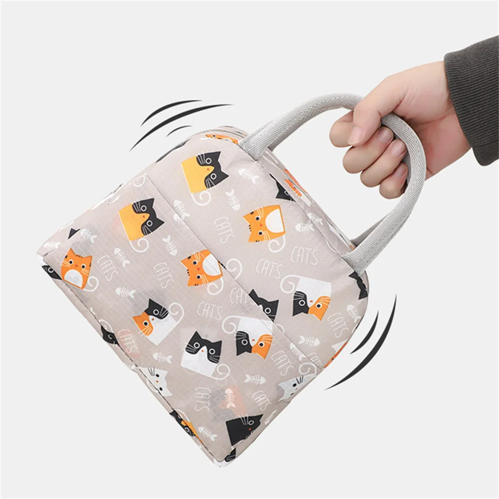 Portable Lunch Bag Cartoon Printed Women Men Kids Thermal Insulation Lunch Box School Bento Pouch Picnic Cooler Tote Handbag