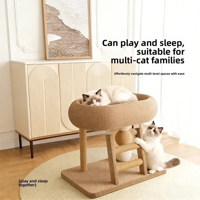 for Cat Tree Stair Climbing Rack Combination Toy Scratch Ball Nest Play Sleep Integrated Scratch-resistant Trees and