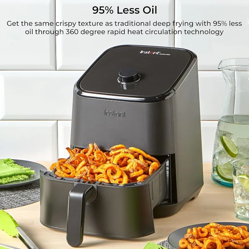 

2QT Mini Air Fryer, that Crisps, Reheats, Bakes, Roasts for Quick Easy Meals,Includes over 100 In-App Recipes,is Dishwasher-Safe