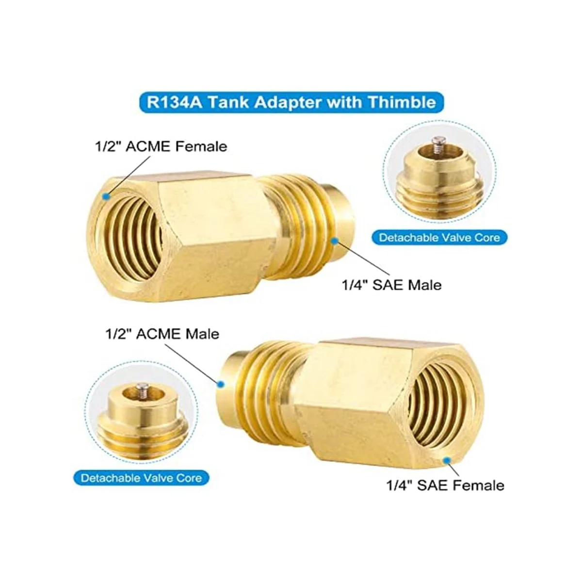 R410A Mini Split Adapters, R410A Charging Vacuum Port Connector with 5/16inch Female to 1/4inch Male for HVAC System