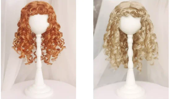 

D03-P606 детская игрушка BJD DD SD MSD 1/6 1/4 1/3 кукольный реквизит для фотосессии аксессуары оранжево-коричневый мохеровый парик кудри 1 шт.