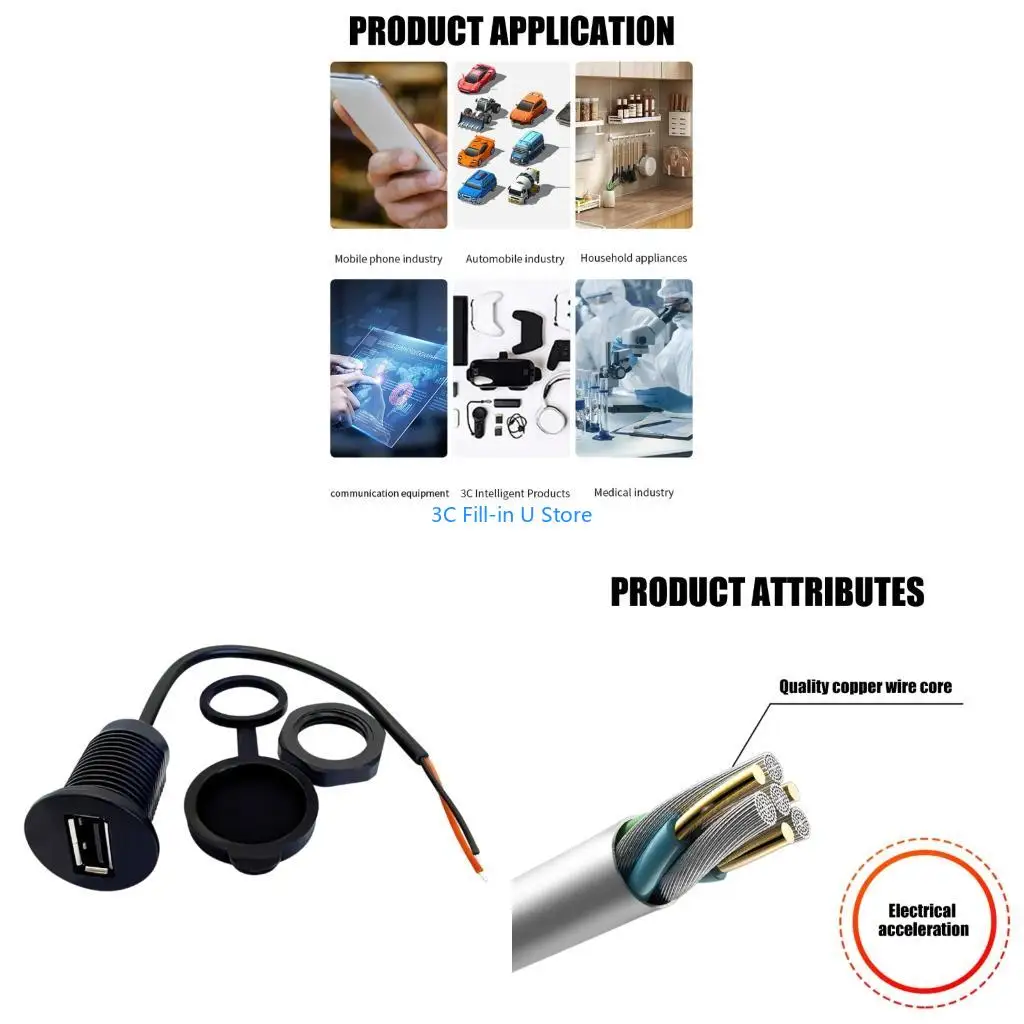 G8TA Fast Charging USB A Female Adapters Waterproof for Automotive Electrical Devices
