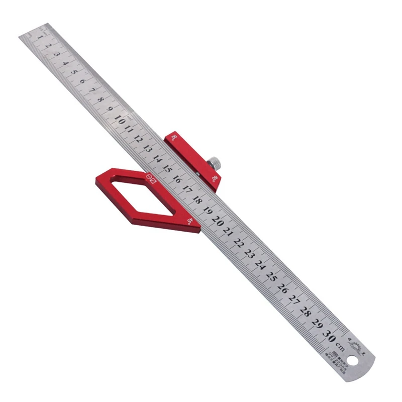 Woodworking Scribe Center Finder Positioning Block Steel Ruler Line Marking Gauge Layout 45/60/90 Degree Angle Scriber Durable B